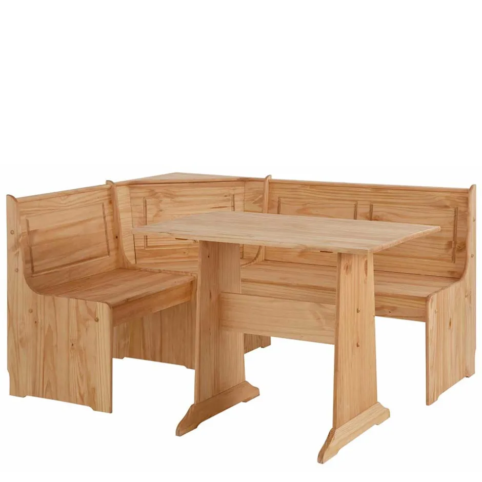 168x87x127 Holz-Eckbank & Esstisch - Ynvinata (zweiteilig)^Wohnen New