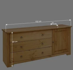 152x68x38 Holzkommode mit 3 breiten Schubladen - Imressa^Wohnen Hot