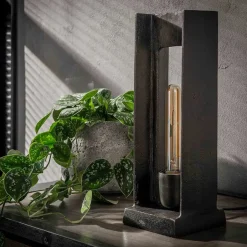 13x37x13 Industrial Tischlampe in Schwarz Nickel - Julesta^Wohnen Sale