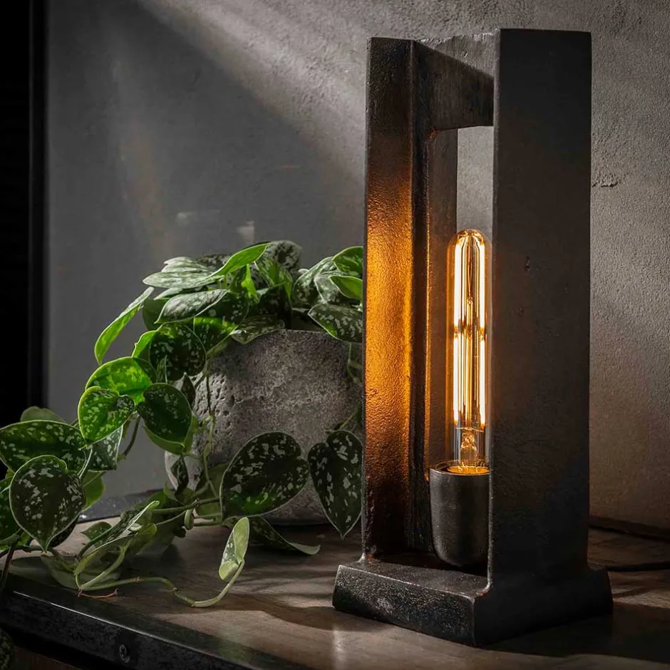 13x37x13 Industrial Tischlampe in Schwarz Nickel - Julesta^Wohnen Sale