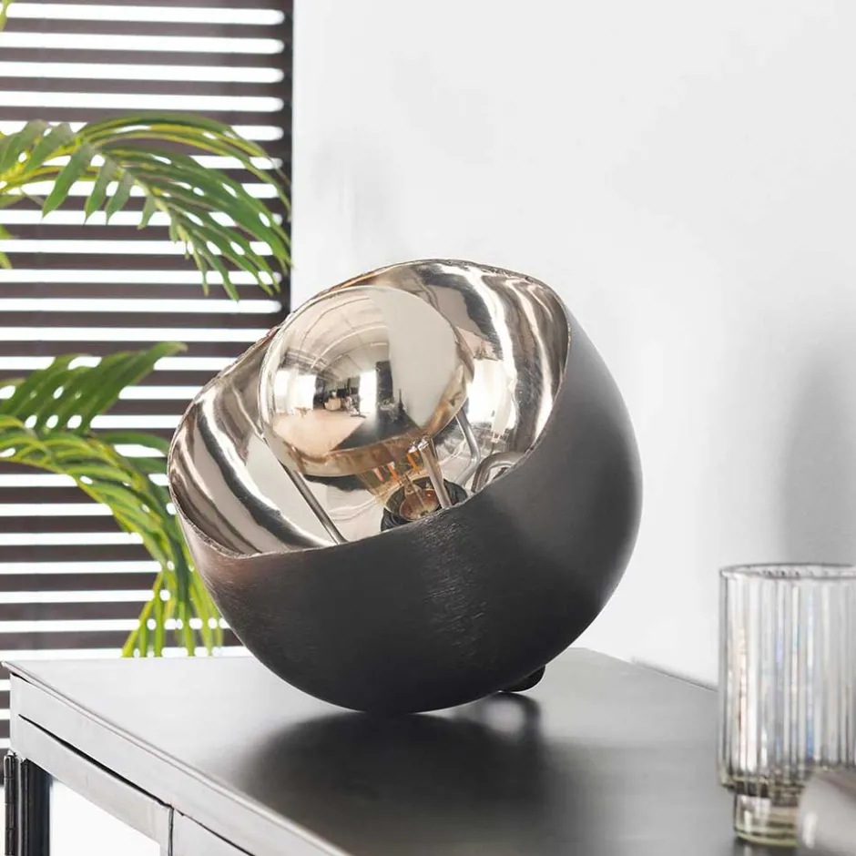 Wohnen 28x28x28 Industry Tischleuchte in Schwarz Nickel - Luzerno