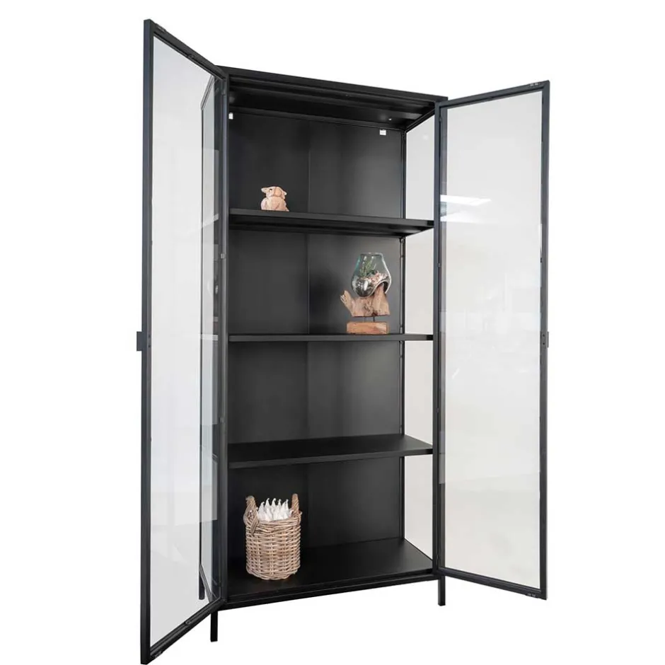 80x175x35 Industry Vitrine aus Glas & Stahl - Nikosia^Wohnen Clearance