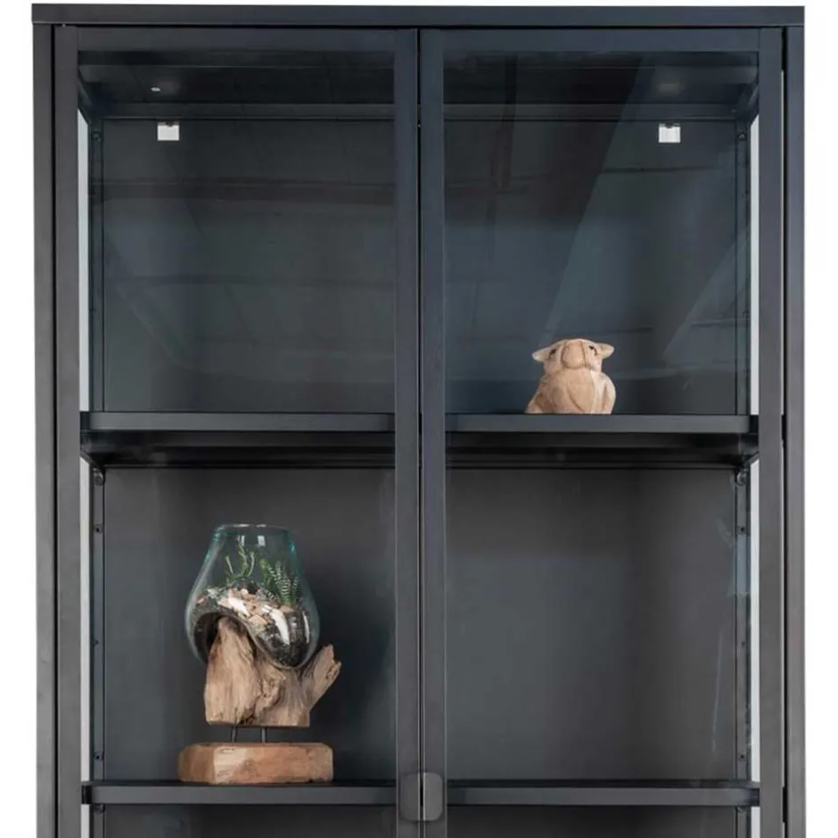 80x175x35 Industry Vitrine aus Glas & Stahl - Nikosia^Wohnen Clearance