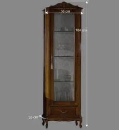 Wohnen 58x184x35 Italienische Vitrine in Nussbaum - Carlenna