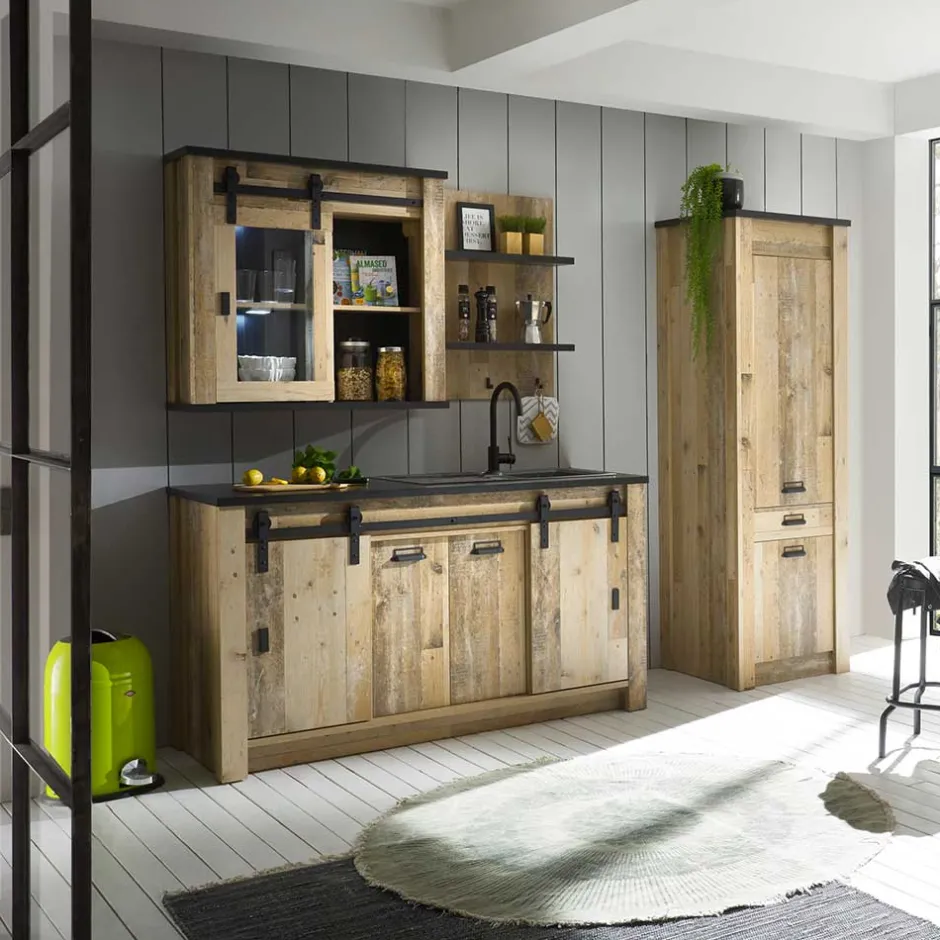 161x93x64 Küche Anrichte in Holz verwittert - Garisa^Wohnen Online