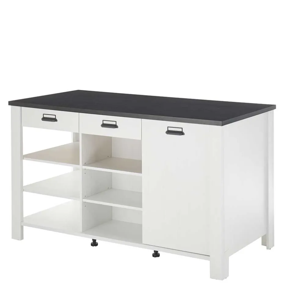 161x93x77 Kücheninsel in Weiß & Anthrazit - Eture^Wohnen New