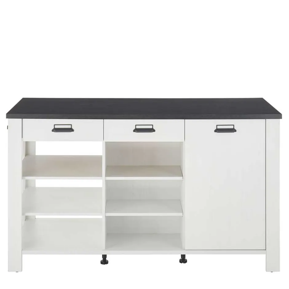 161x93x77 Kücheninsel in Weiß & Anthrazit - Eture^Wohnen New