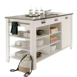 161x93x77 Kücheninsel in Weiß & Anthrazit - Eture^Wohnen New