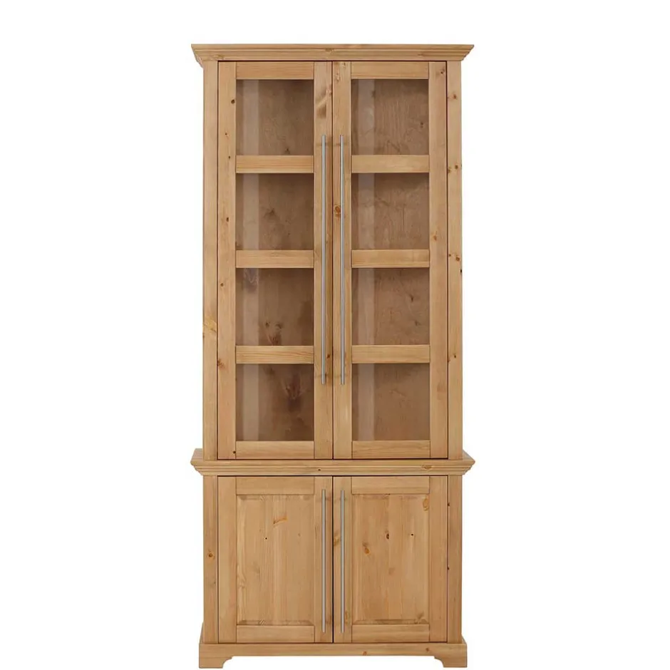 94x210x39 Kiefernholz Vitrine - Landhaus modern - Noellisa^Wohnen Discount