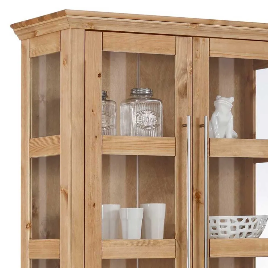 94x210x39 Kiefernholz Vitrine - Landhaus modern - Noellisa^Wohnen Discount