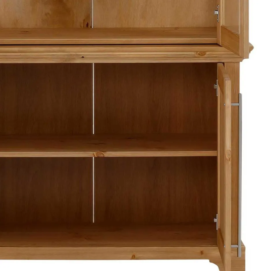 94x210x39 Kiefernholz Vitrine - Landhaus modern - Noellisa^Wohnen Discount