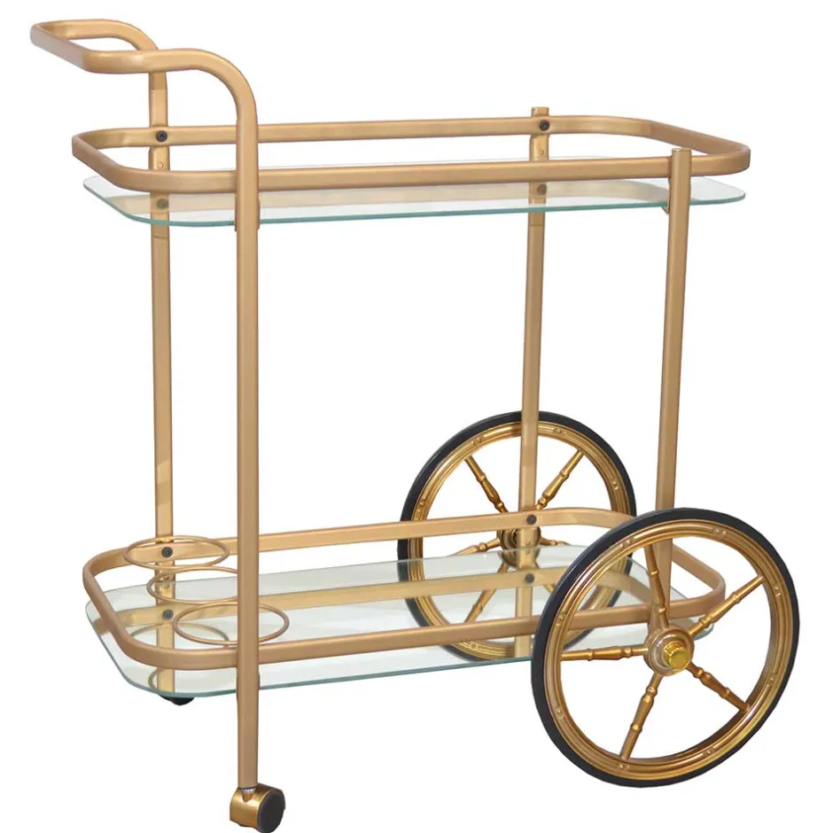 69x75x43 Klassischer Barwagen aus Glas & Metall - Zelda^Wohnen