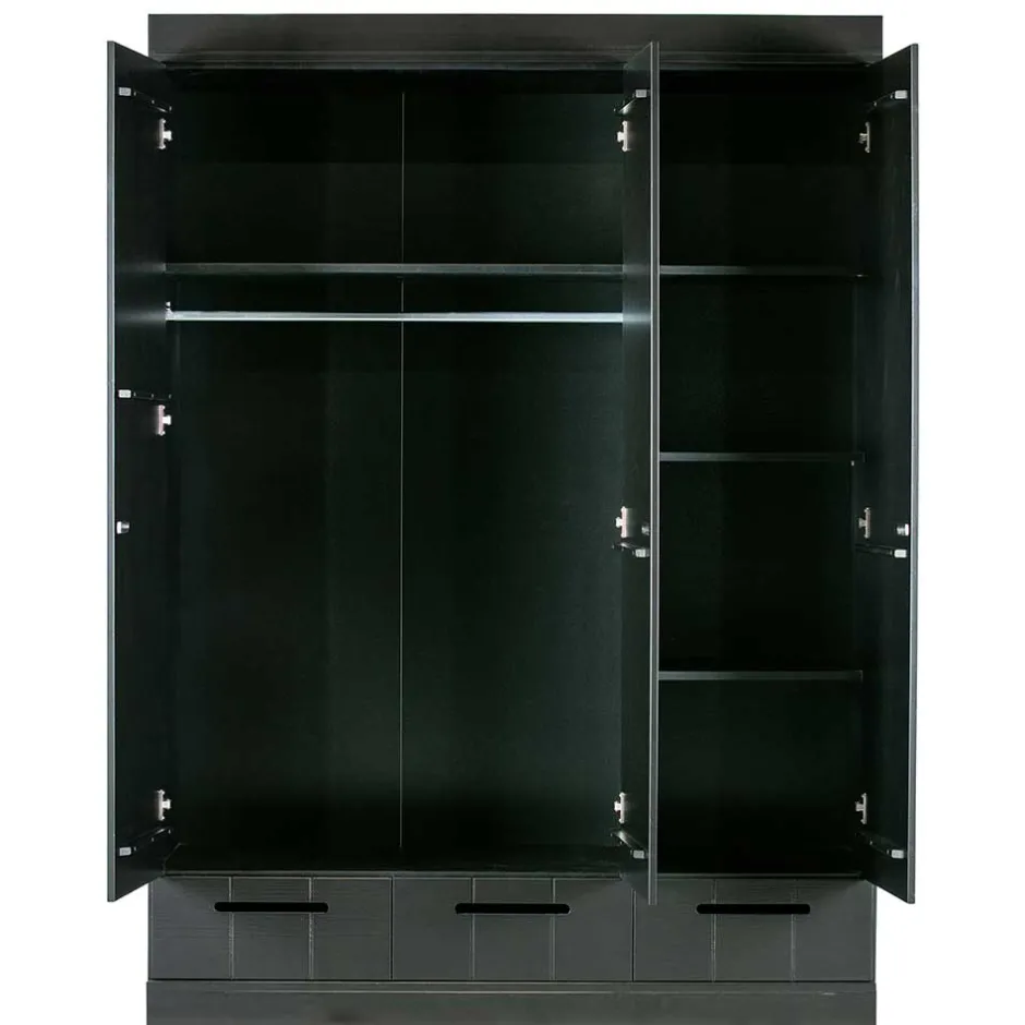 Wohnen 140x195x53 Kleiderschrank 3-türig & 3 Schubladen - Vindrus