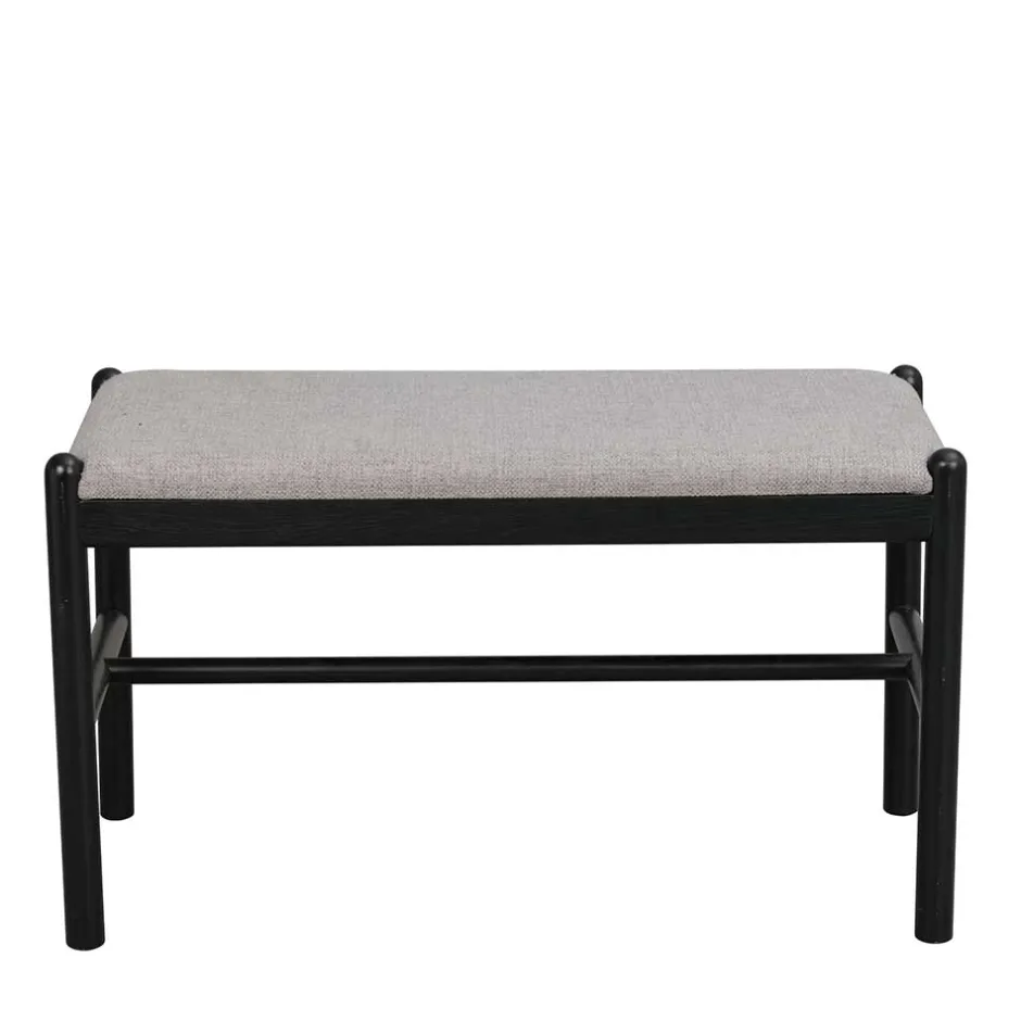 Wohnen 80x46x40 Kleine Bank aus Eiche in Schwarz - Evlinu