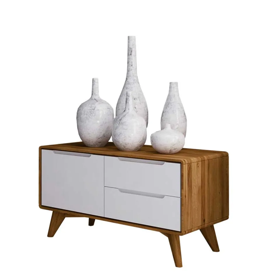 Wohnen 90x48x40 Kleine Kommode in Wildeiche & Weiß - Diesta