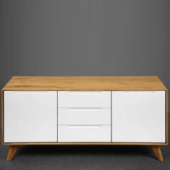 Wohnen 134x63x40 Kombi Kommode in Weiß & Wildeiche Natur - Diesta