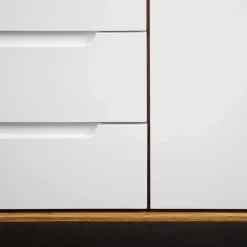 Wohnen 134x63x40 Kombi Kommode in Weiß & Wildeiche Natur - Diesta