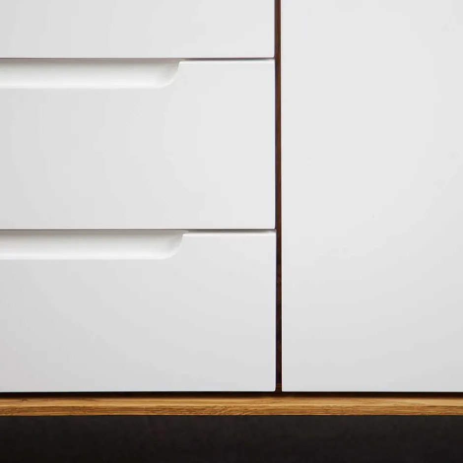 Wohnen 134x63x40 Kombi Kommode in Weiß & Wildeiche Natur - Diesta