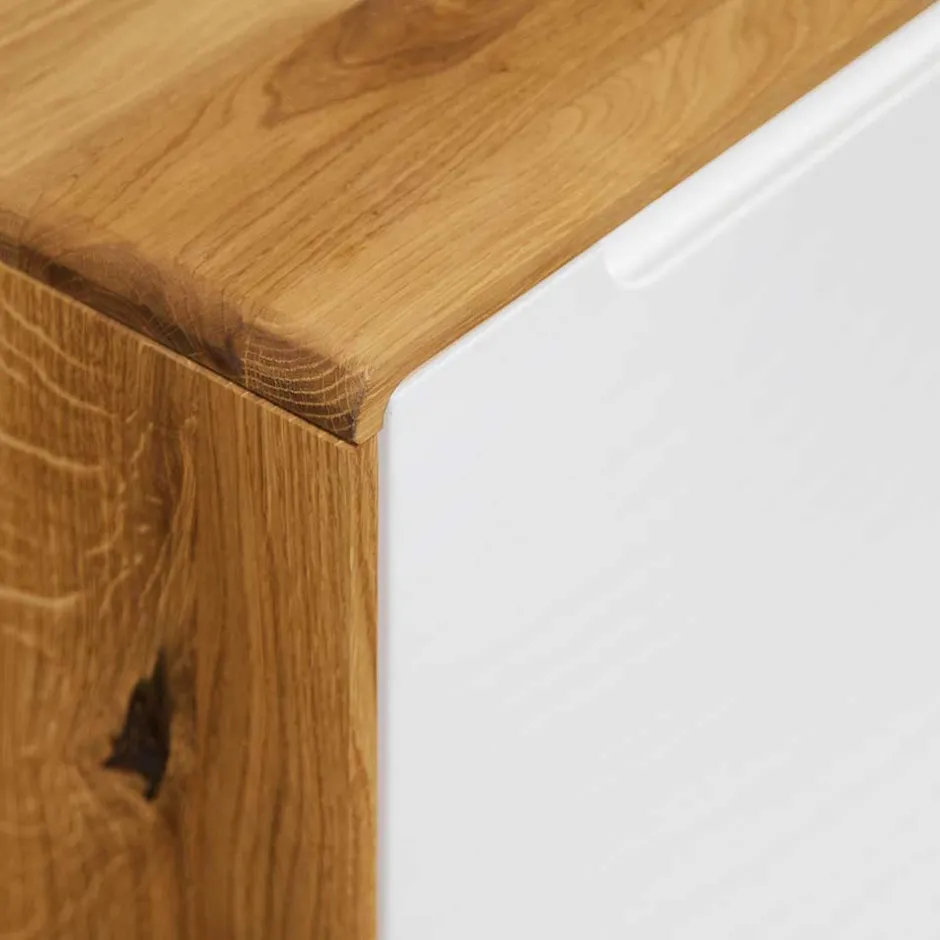 Wohnen 134x63x40 Kombi Kommode in Weiß & Wildeiche Natur - Diesta