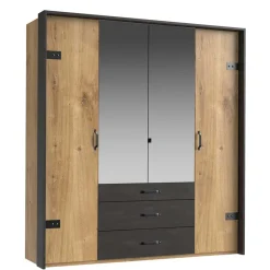 Wohnen 200x216x58 Kombi-Kleiderschrank mit Spiegeln - Bram