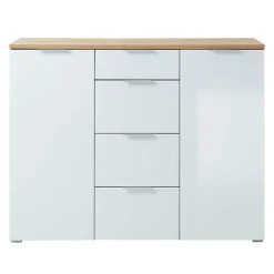 Wohnen 135x105x40 Kombikommode in Weiß & Eiche - Reestyl