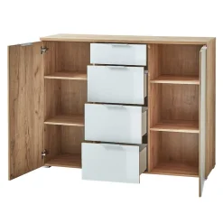 Wohnen 135x105x40 Kombikommode in Weiß & Eiche - Reestyl