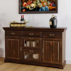 Wohnen 145x84x40 Kommode mit Glas im Kolonialstil - Jurcavs