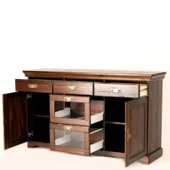 Wohnen 145x84x40 Kommode mit Glas im Kolonialstil - Jurcavs