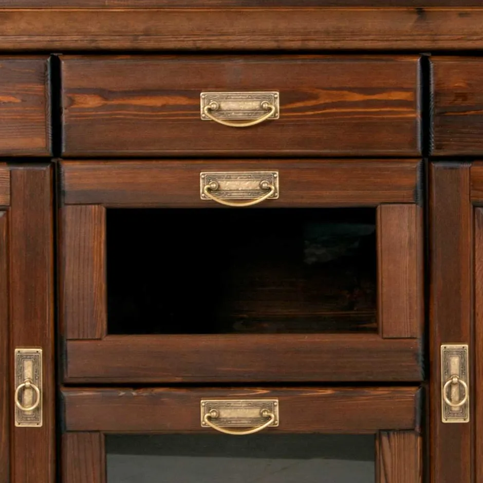 Wohnen 145x84x40 Kommode mit Glas im Kolonialstil - Jurcavs