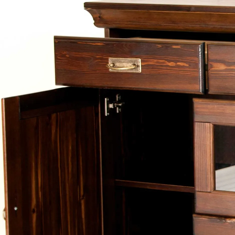 Wohnen 145x84x40 Kommode mit Glas im Kolonialstil - Jurcavs