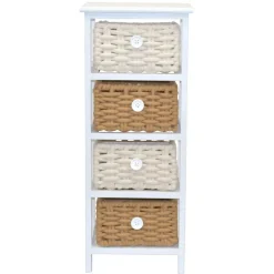 Wohnen 30x73x25 Kommode mit vier Körben in Weiß - Udolph