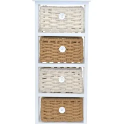 Wohnen 30x73x25 Kommode mit vier Körben in Weiß - Udolph