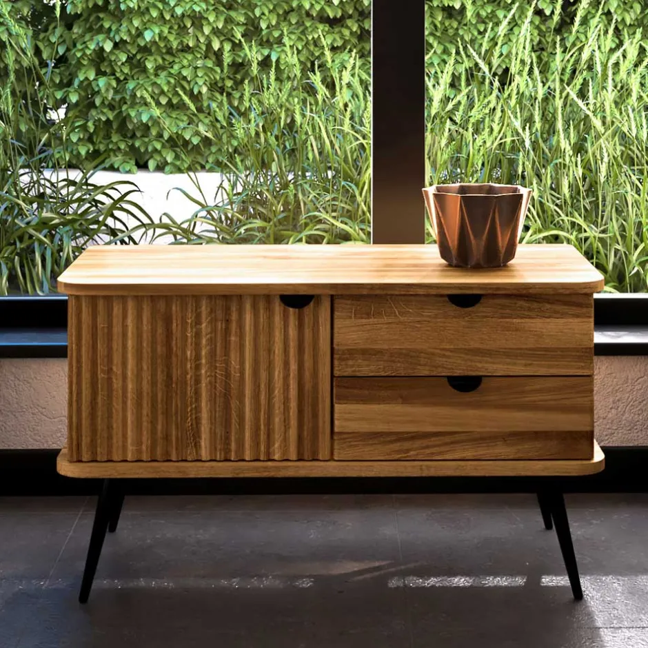 Wohnen 97x57x46 Kommode mit zwei Schubladen & Tür - Casarius