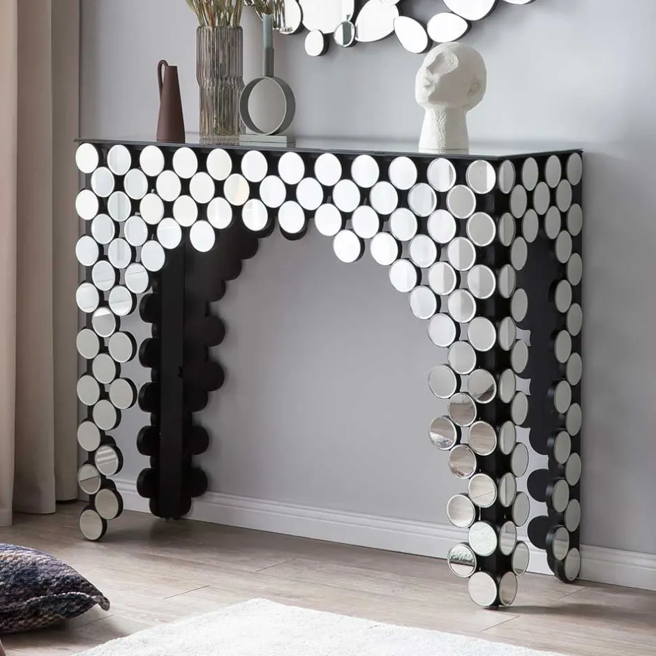 Wohnen 111x92x36 Konsolen Tisch aus Spiegelglas - Salva