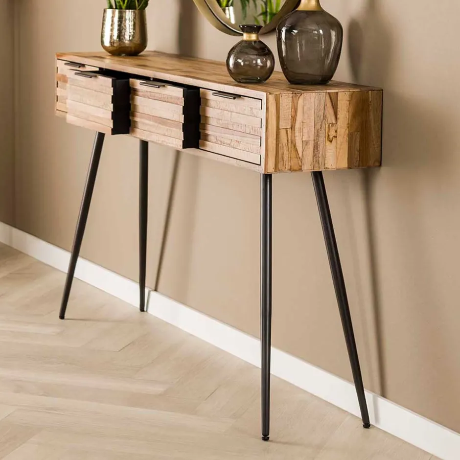 Wohnen 120x73x30 Konsolentisch mit vier Schubladen - Fire