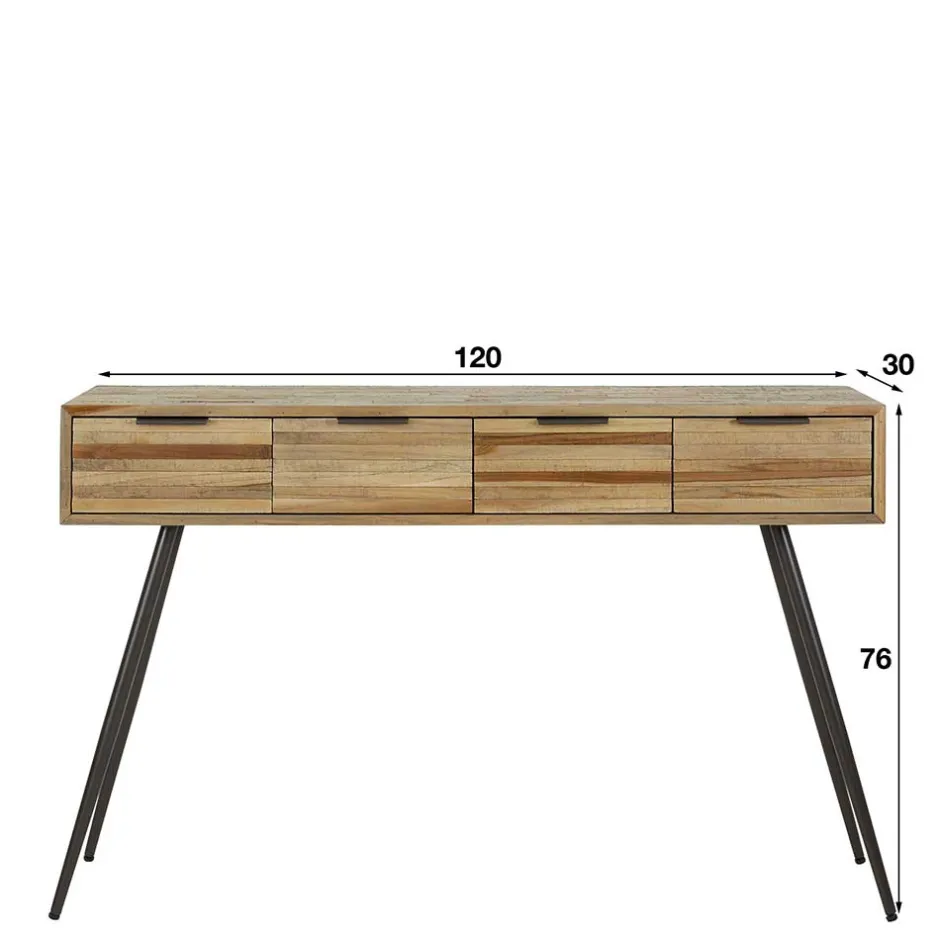 Wohnen 120x73x30 Konsolentisch mit vier Schubladen - Fire