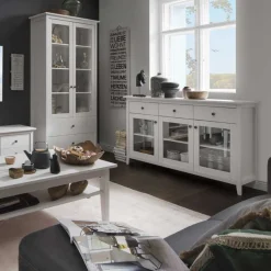 Wohnen 144x91x40 Landhaus Anrichte mit 3 Glastüren - Astinion