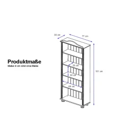 77x181x30 Landhaus Bücherregal aus Kiefer zweifarbig - Conzina^Wohnen Best