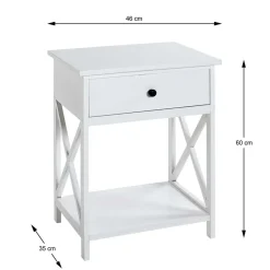 46x60x35 Landhaus Beistelltisch mit Schublade - Liv^Wohnen Clearance