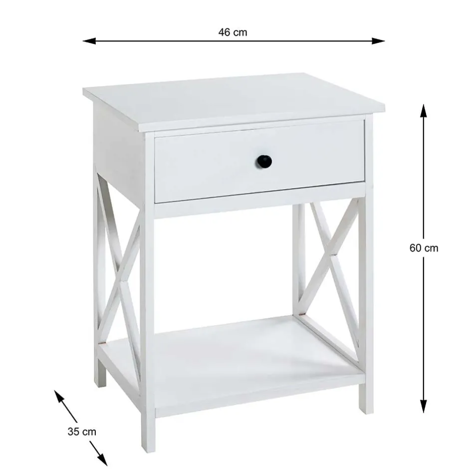 46x60x35 Landhaus Beistelltisch mit Schublade - Liv^Wohnen Clearance