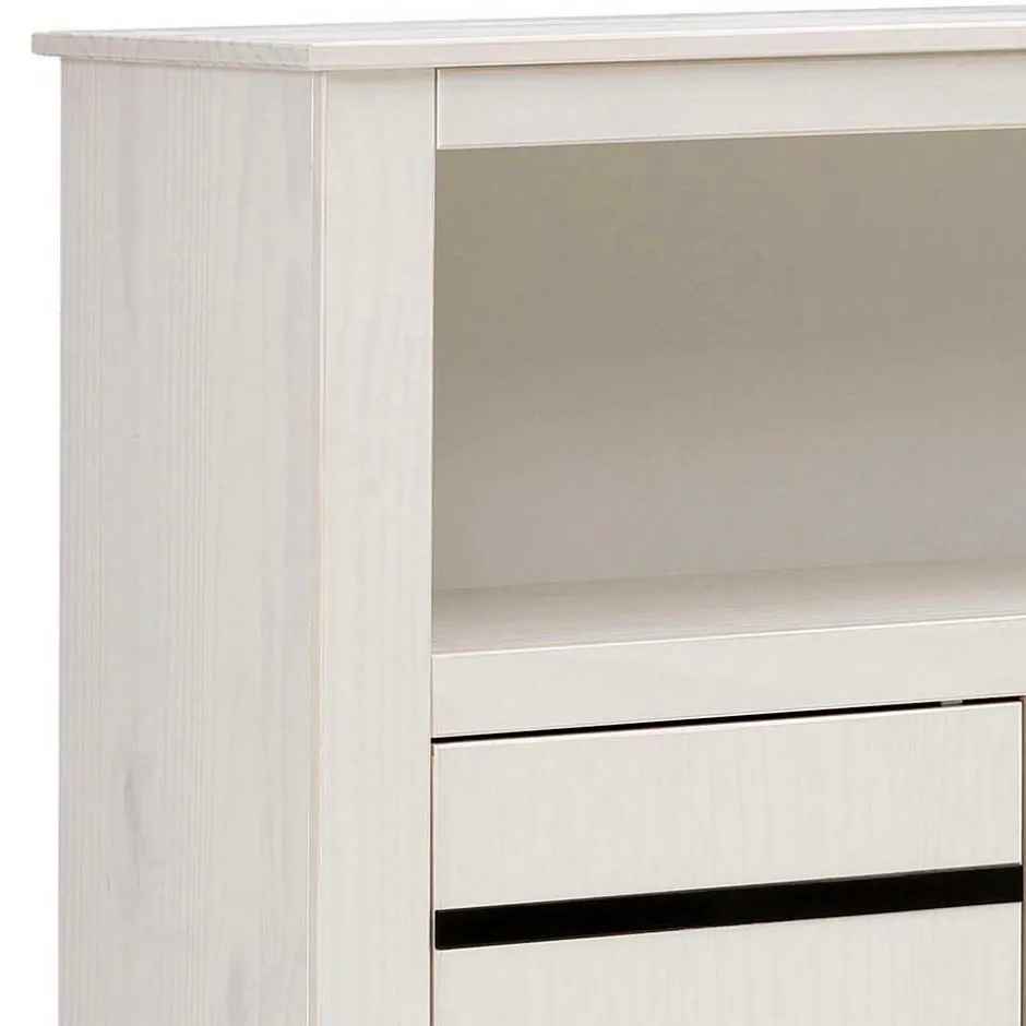 Wohnen 120x130x35 Landhaus Highboard in Weiß - Manduza