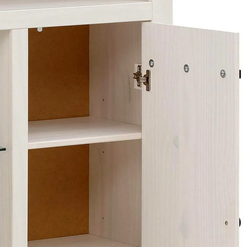 Wohnen 120x130x35 Landhaus Highboard in Weiß - Manduza