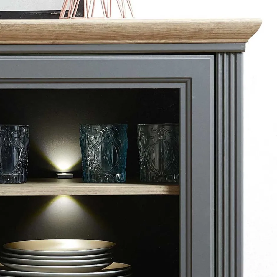 Wohnen 143x150x42 Landhaus Highboard mit Flaschen Regal - Thumbs