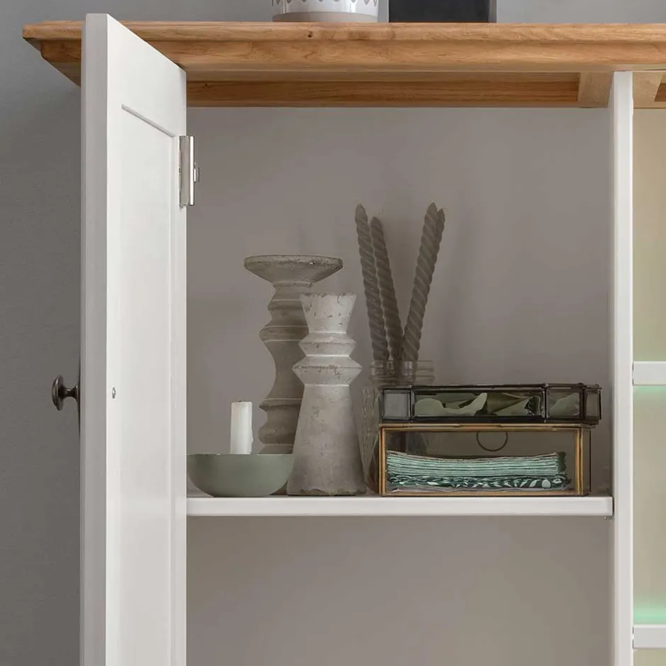 113x134x45 Landhaus Highboard mit Glas-Einsatz - Henry^Wohnen Outlet