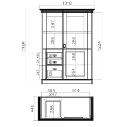 Wohnen 102x139x44 Landhaus Highboard zweifarbig - Diatara I