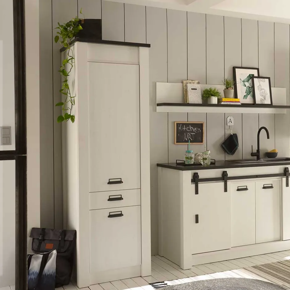 62x201x64 Landhaus Küchenschrank in Weiß - Eture^Wohnen Sale