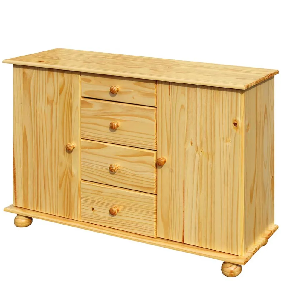 Wohnen 119x81x38 Landhaus Kombi Kommode mit Kugelfüßen - Kascanu