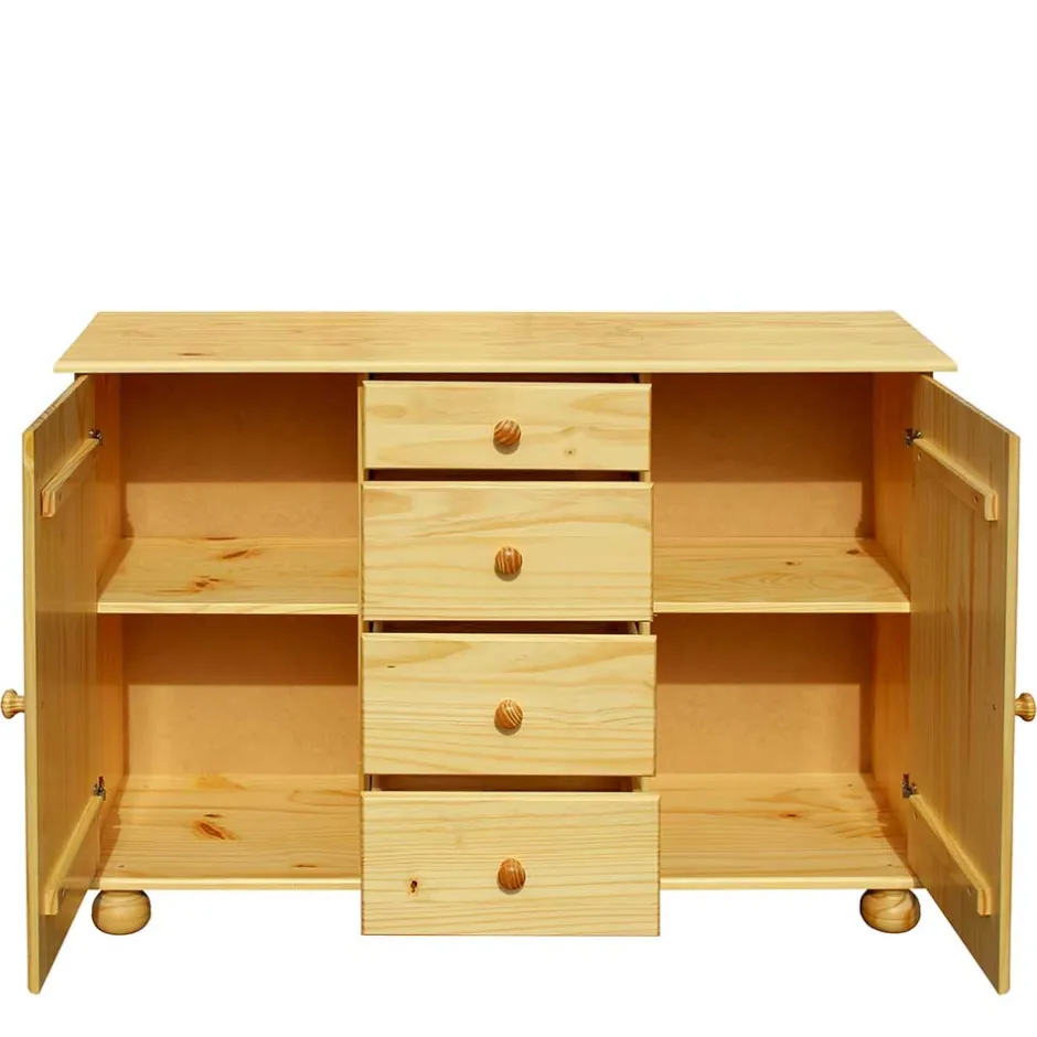 Wohnen 119x81x38 Landhaus Kombi Kommode mit Kugelfüßen - Kascanu