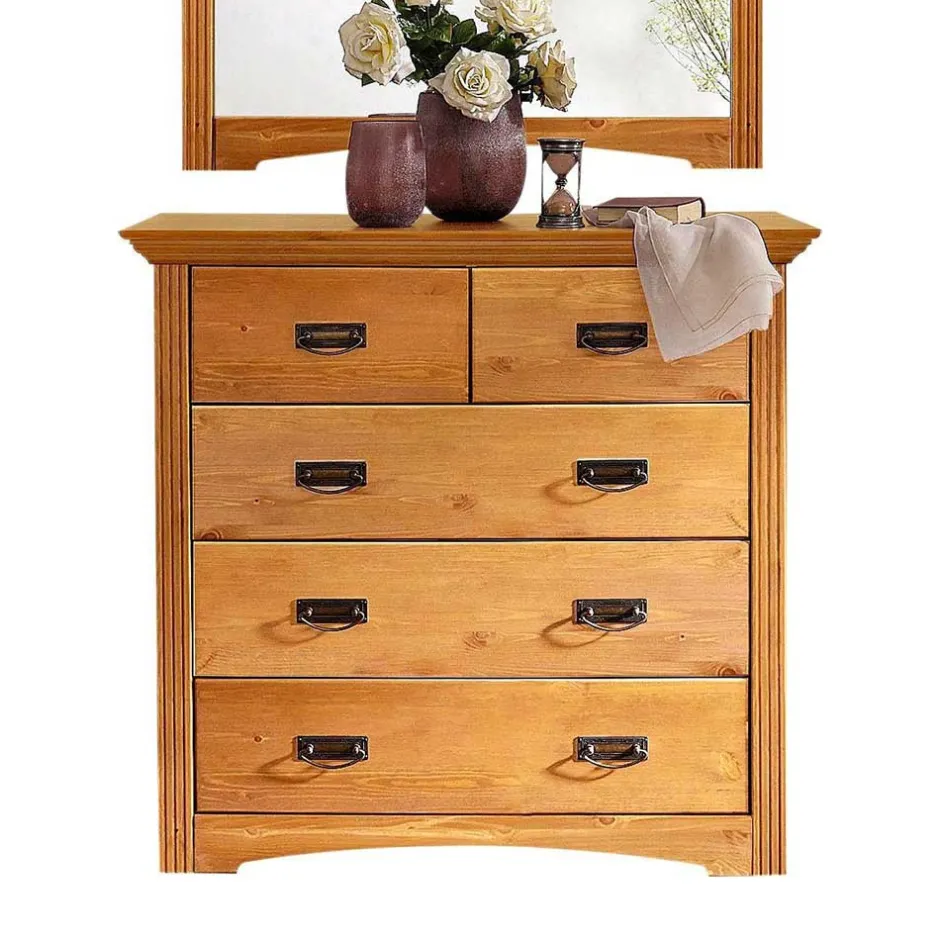 94x89x39 Landhaus Kommode in Kiefer Natur - Vocoja^Wohnen Online