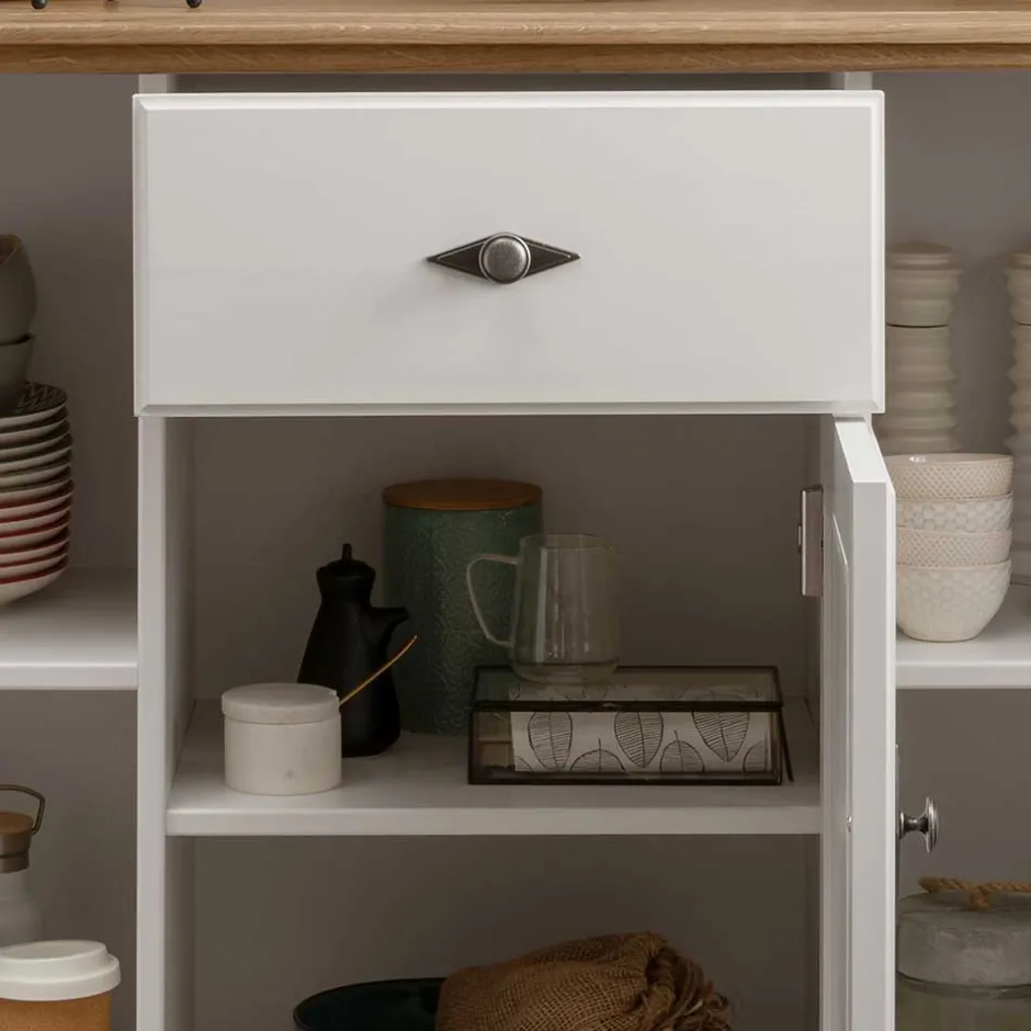 157x91x45 Landhaus Kommode in Weiß & Eiche - Henry^Wohnen Discount